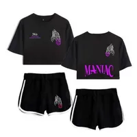 KPOP Stray Kids Maniac World Tour Ladies Track Set Dos piezas Dos piezas Top y pantalones cortos de ropa deportiva casual