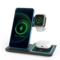 3 en 1 support de chargeur sans fil pliable Station de charge sans fil portable pour iPhone AirPods Apple Watch avec forfait de vente au détail