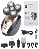 5 In 1 4D Men039s Rechargeable Bald Head Electric Shaver 5 Floating Heads Beard Nose Ear Hair Trimmer Razor Clipper Facial Brus2695320