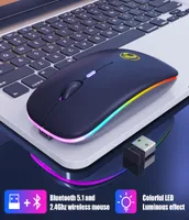 IMICE RGB RECHARGEABLE 2 Mode 24G Bluetooth Mouse Wireless Silent USB Ergonomic Light Mouse Gaming Optical PC Mice for Laptop LED1250127