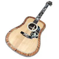 LVYBEST Electric Guitar Anpassad 40 tum om Solid Wood Acoustic Guitar med silverminnar 20 banden
