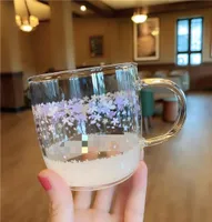 De nieuwste 12oz Starbucks Glass Coffee Mug Romantic Cherry Blossom Colorchanging Style Water Cup aparte doosverpakking Ondersteuning C6395836