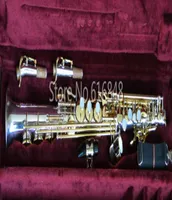 Jupiter JPS847 NEU SOPRANO B Flaches Saxophon Messing Silber verlegtes Körper Goldlack -Schlüssel -SAX -Instrument mit Mundstück mit Gehäuse5200398