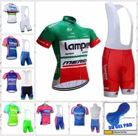 Lampre Team Men Cycling Jersey Bib Shorts Set Racing Cykel Kort ärm med andan Dit Dry Sportwear A611182312878