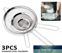 3Pcs Fine Mesh Strainer Stainless Steel Colander Sieve Sifter Kitchen Flour Filter Small Medium Large Metal Strainer Set3029802