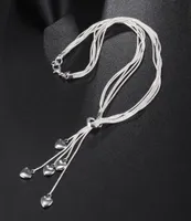 925 Sterling Silver Heart Anhänger langer Halskette eleganter Schmuck für Damen Muliti Kette Hochzeit Abend Party Accessoires4648604