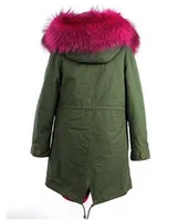 Jazzevar brand Rose 100 rabbit fur lining long army green canvas parkas Liner Detachable women snow winter coats as mrs style2090374