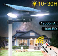 108Led Solar Street Light med fjärrkontroll Lång arbetstid Solarlampa Nyaste säkerhetsbelysning för Garden Road Wall2601452
