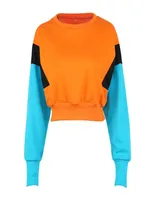 Women New Spring Autumn Cute Pinkycolor Orange Hoodies Long Sleeve Loose Crop Top Sweatshirt Casual Patchwork Pullovers7265471