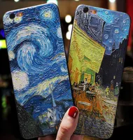 3D Relief Van Gogh Phone Case для iPhone 7 Plus 8 6 6S x Cover TPU для iPhone 13 12 Mini 11 Pro XS Max SE 2 XR Starry Sky Case Y108129472