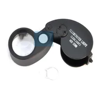 Folding 40X 25mm Glasses Magnifier Jewelry Watch Compact Lupa Led Light Lamp Magnifying Glass Microscope Lupas De Dumento Loupe5036763
