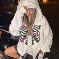 Herrenjacken 2022 Mode Sweatshirts Skelett Druck Anime M￤nner Frauen lang￤rmelige Rei￟verschluss-Hodie-Hoodie-Jacke Lose Streetwear Y2K Pullover