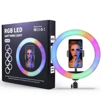 10 بوصة RGB حلقة خفيفة ترايبود LED LED LIGHT SELFIE LIGHT LIGHT مع حامل RGB 26 سم ضوء فيديو لـ YouTube TIK TOK236R