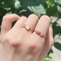 Agete Pierścienie projektant Pierścienie Japońskie Akado Ten sam różowy naszyjnik Conch Pink Reef Marine Natural Exongated Stone Ring