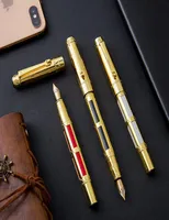 1PCS BUSINESS GOLD FOUNTAIN PEN FINE OFFICETION INK PENS 05MM NIB SCHOOL SCROATERY GIFTS SUPPLIES2027836