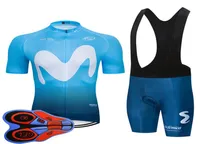 새로운 2020 Movistar Team Cycling 자전거 자전거 Maillot Bottom Wear Jersey 자전거 반바지 세트 여름 Quick Dry Pro Mens Ropa Ciclismo Y200703278877