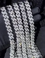 Collares de cadena cubana de Prong Micro Pave de 15 mm HIPHOP COMPLETO Joyería de diamantes de imitación para hombres 8661957