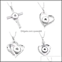 Pendant Necklaces Cross Snap Button Heart Necklace Stainless Steel Chain Fit 18Mm Snaps Buttons Women Jewelry Drop Delivery Pendants Dhl8O