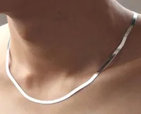 2021 Unisex Flat Snake Bone Chain Necklace 45 cm 50 cm mes Choker voor vrouwen mannen 925 zilveren sieraden San31440679
