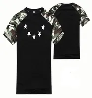 Mens New Summer T-shirt Stars Hip Hop Brand Rock Swag Rap Rap Skating Tee Shirts Femmes Imprimer V￪tements Camouflage Sleeves O Neck8166101