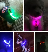 USB -kabel LED Nylon Dog Collar Dog Cat Harness Flashing Light Up Night Safety Pet Collars Multi Color XSXL Size Christmas Accessor1998927