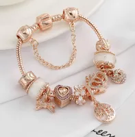 2021 Nuevo brazalete de encanto Rose Gold Family Tree of Life Heart Queen Bee Heart Heart Beads Beads Honeycomb Beads Bangle FI2083154