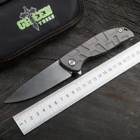 Green thorns F95 fold knife k110 d2 blade TC4 titanium flat handle outdoor camping pocket fruit knife EDC tooll242W