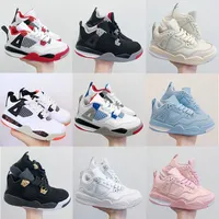 Jumpman 4 Kids Basketball Shoes Retro Black Cat Toddler TD 4S Pink Multicolor Boys Girls Red Chicago Outdoor Shoe Baby Sports Athletic Sneakers Storlek 26-35