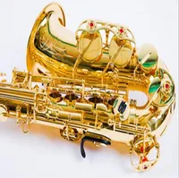 Professional Alto Saxophone YAS875EX YAS62 GULDNYCKEL SUPER Musikinstrument Högkvalitativt elektroforetiskt guld Sax Mynstycke 4376907