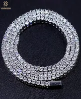 Łańcuchy Vinregem Hip Hop Rock 925 Sterling Silver Created Moissanite szlachetny kamień unisex łańcuch tenisowy Naszyjnik drobny biżuterię urodziny GI9033789