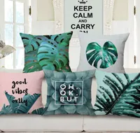 Tropical Plantas Kissenbedeckung Grüne Laub Wurfkissen Hülle für Sofa Couch Cactus Almofada Palmblätter Cojines Home Decor7843029