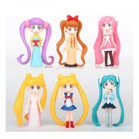 6pcs Set sevimli Janpanese Girls Bebekler Anime Aksiyon Figürleri Karakter Figürler Oyuncaklar Model Süs Kiti Oyuncaklar Çocuk Hediye2548