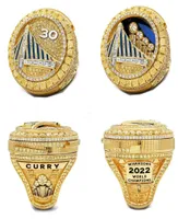 2022 Curry Basketball Warriors Team Championship Ring with Wooden Display Box Souvenir Men Fan Gift Jewelry7359937