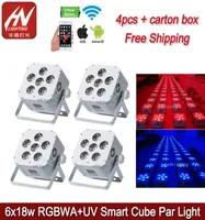 4pcs battery operated led cube par light 6x18w RGBWA UV 6in1 wireless wedding DJs uplighting party WIFIRemote control3143256
