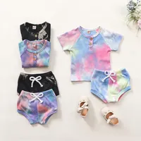 Einzelhandel Ganzes Baby-Outfit Neugeborene 2pcs Outfits Set Krawatte Baumwoll T-Shirt PP Hosen Tracksuits Kinder Designer Kleidung Kids 262d