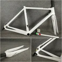2021 matt glansig C64 Carbon Bike Road Frame Full kolfiberramar Bicycle Frameset vit färg med svart logo292L