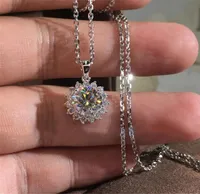 Choucong New Arrival Luxury Jewelry 925 Sterling Silver Round Cut White Topaz Diamond Party Pendant Wedding Necklce Gift8526643