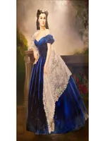 Klassisk konstporträtt oljemålning handmålad duk reproduktion vacker kvinna Scarlett o hara av Helen Carlton Elisabeth vi6024326