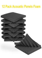 New 12Pcs Acoustic Foam Panel Tiles Wall Record Studio 12quotx12quotx1quot Soundproof BlackBlue For Studio Home Recital Ha1386473