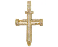 Hip Hop Jewelry Diamond Nail Cross Necklace Pendant Gold Silver Plated Iced Out Zircon med Rope Chain5831019