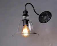Retro Black Wall SCONCE INDUSTRIËLE VINTAGE WANDELAAR LAMP Woonkamer eetkamer portier lichtglas schaduw lamp2956253