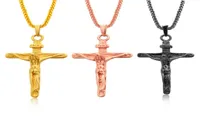 Crocifisso Collana a croce Goldrose Goldblack Gun Colore in acciaio inossidabile per uomini Gioielli Gesù Piego Gold Catene per Men1678304