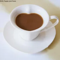 Mugs European Style Ceramics Fancy Heartshaped Coffee Cup And Saucer Set Pure White Comma Tea Creative Utensils3255162