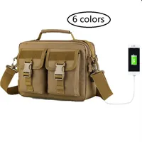 USB Molle Tactical Crossbody Messenger Bag Militaire 캠핑 야외 사냥 군 Assualt 가슴 어깨 bag2719