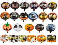 18 Inch Aluminum Foil Balloons Happy Halloween Decor Pumpkin Ghost Balloons Spider Inflatable Toys Skull Bat Film Globos Cartoon T4678714