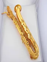 Non -marchio può personalizzare logo baritono sassofono in ottone corpo oro superficie della lacca e strumenti musicali piatti sax con bocchino Can3375340
