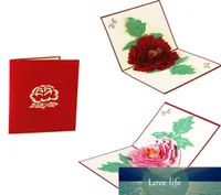 Handicraft 3D Up Greeting Cards Peony Birthday Valentine Flower Mother Day Christmas Invitation Card Factory expert design Q4507137