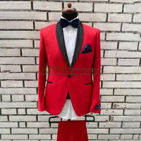 Мужские костюмы мода красные мужчины 2 шт.