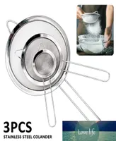 3Pcs Fine Mesh Strainer Stainless Steel Colander Sieve Sifter Kitchen Flour Filter Small Medium Large Metal Strainer Set9571527