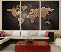Paintings HD Abstract Canvas For Living Room Wall Art Poster 3 Pieces Retro World Map Decoration Pictures Modular No Frame7392909